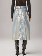 Metallic-Patchwork-Midi-Jeansröcke